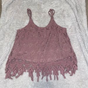 Mauve cropped lace tank top